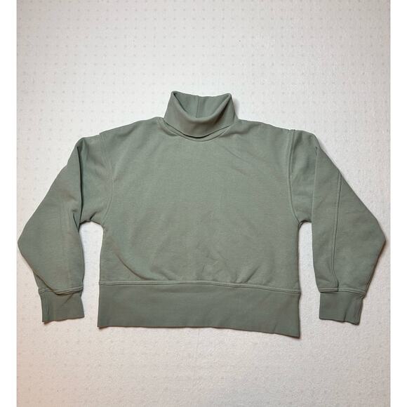 ZARA Women’s Sage Green High Neck Sweatshirt Size Small | Fleece Lined Pullover - Picture 1 of 6